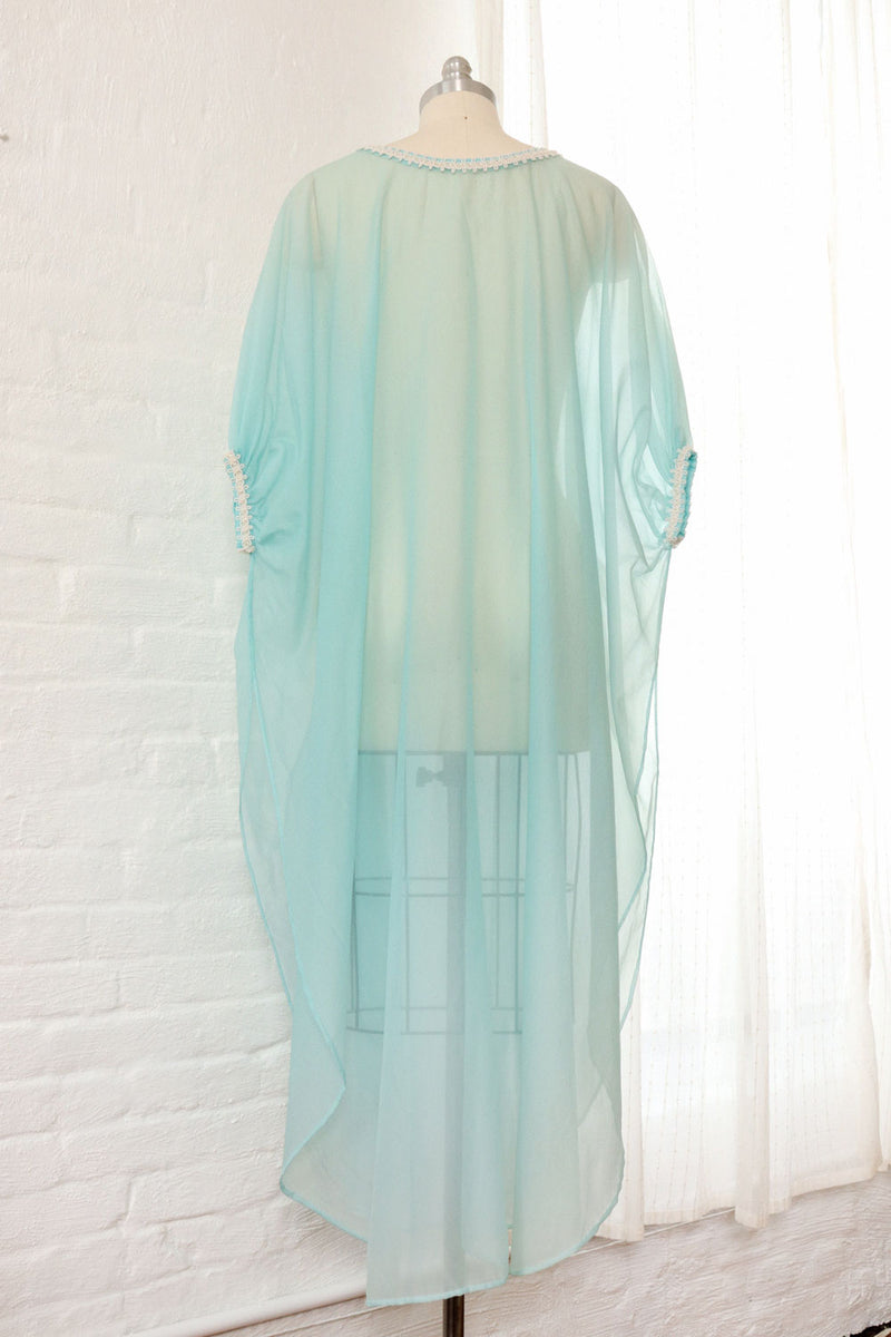 Turquoise Chiffon Sheer Caftan S-L