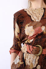Cocoa Rose Abstract Belted Dress M/L