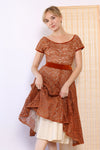 1950s Copper Lace Velvet Dress XS