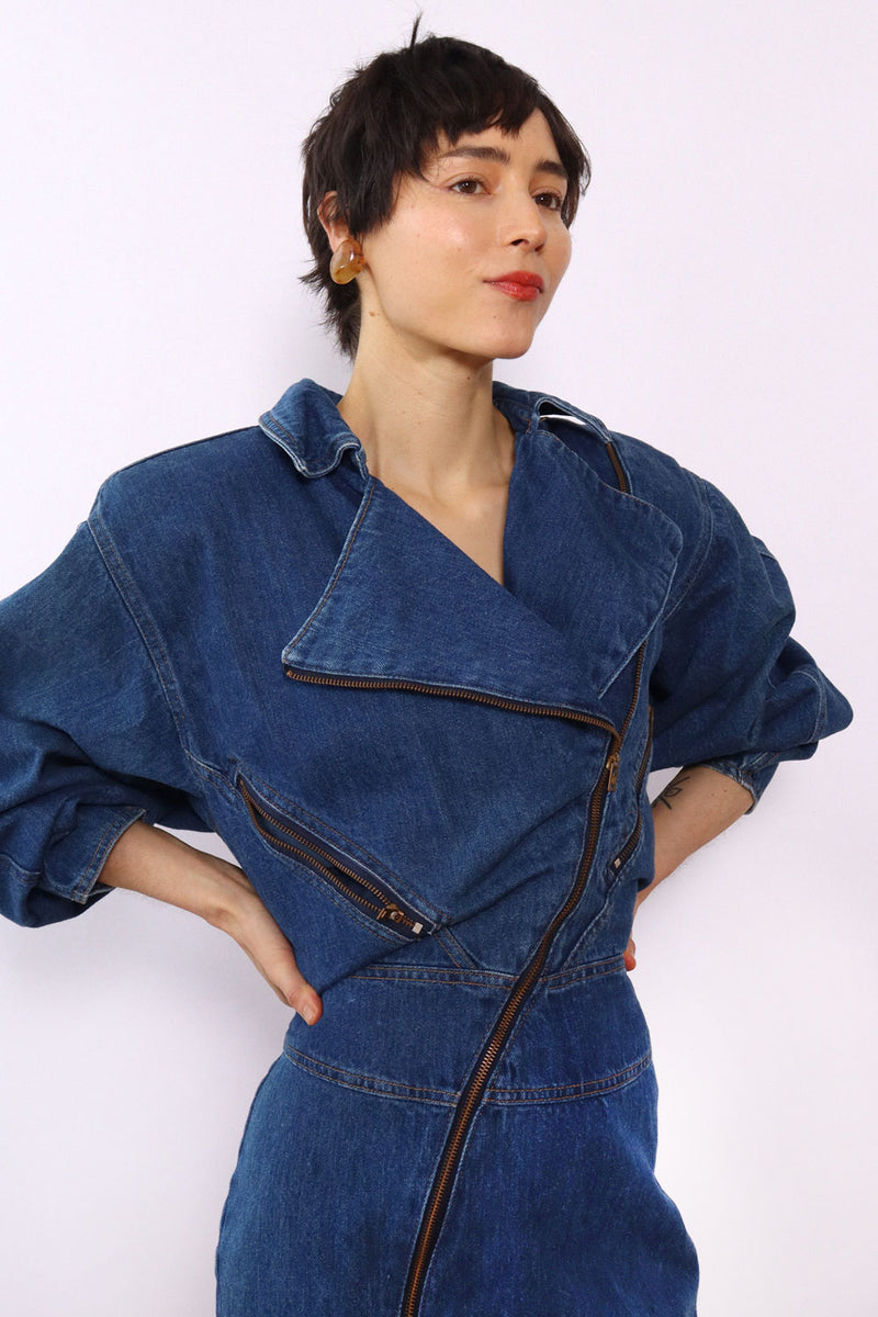 Nina Piccalino Denim Moto Dress M/L