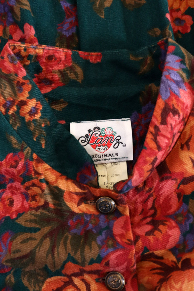 Lanz Floral Flannel Folk Dress L