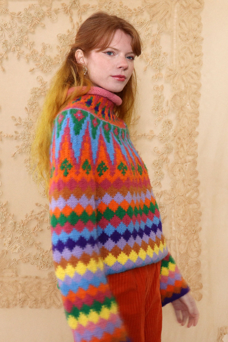Rainbow Fair Isle Tunic Sweater XS/S