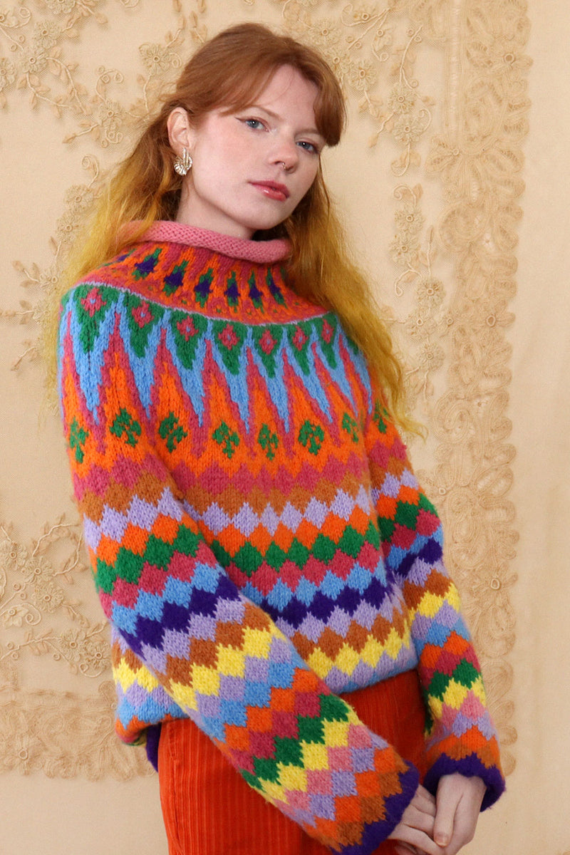 Rainbow Fair Isle Tunic Sweater XS/S
