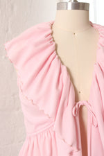 Baby Pink Tie Front Ruffle Top XS/S