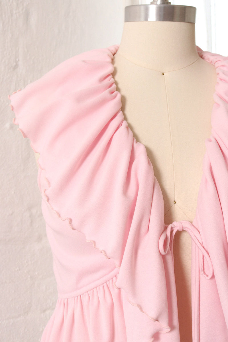 Baby Pink Tie Front Ruffle Top XS/S