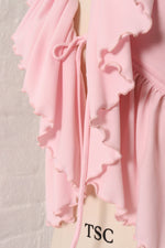 Baby Pink Tie Front Ruffle Top XS/S