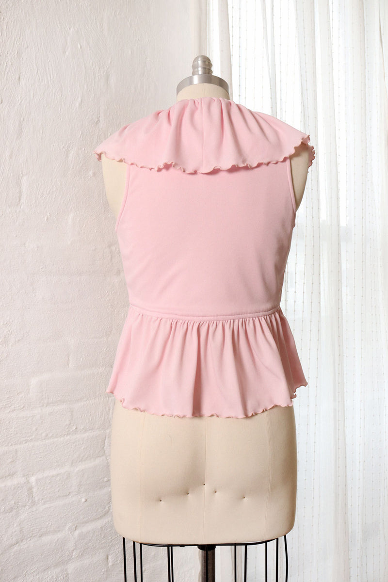 Baby Pink Tie Front Ruffle Top XS/S