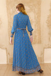 1940s Cornflower Blue Rayon Maxi XXS