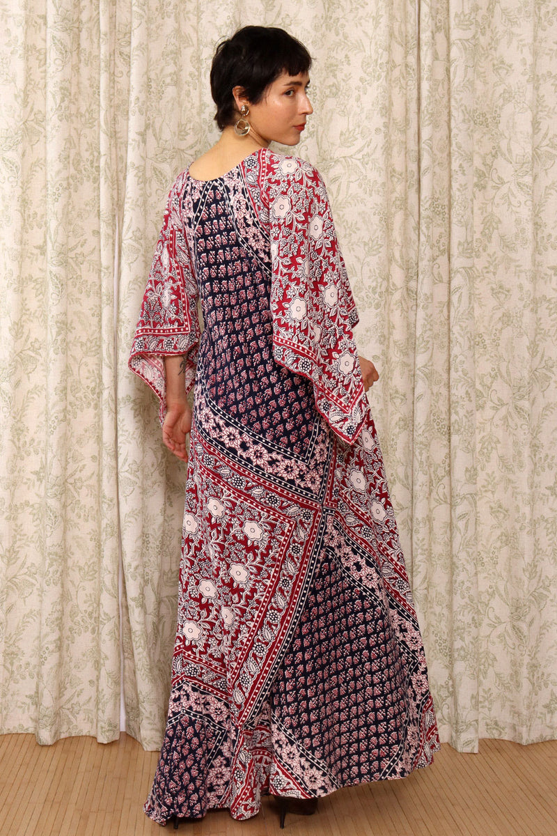 1970s Indian Cotton Full Sweep Maxi S-L