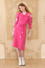 Carnation Pink Puffed Sweater Dress XS-M
