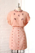 Bedazzled Bubblegum Leather Mini Skirt S/M