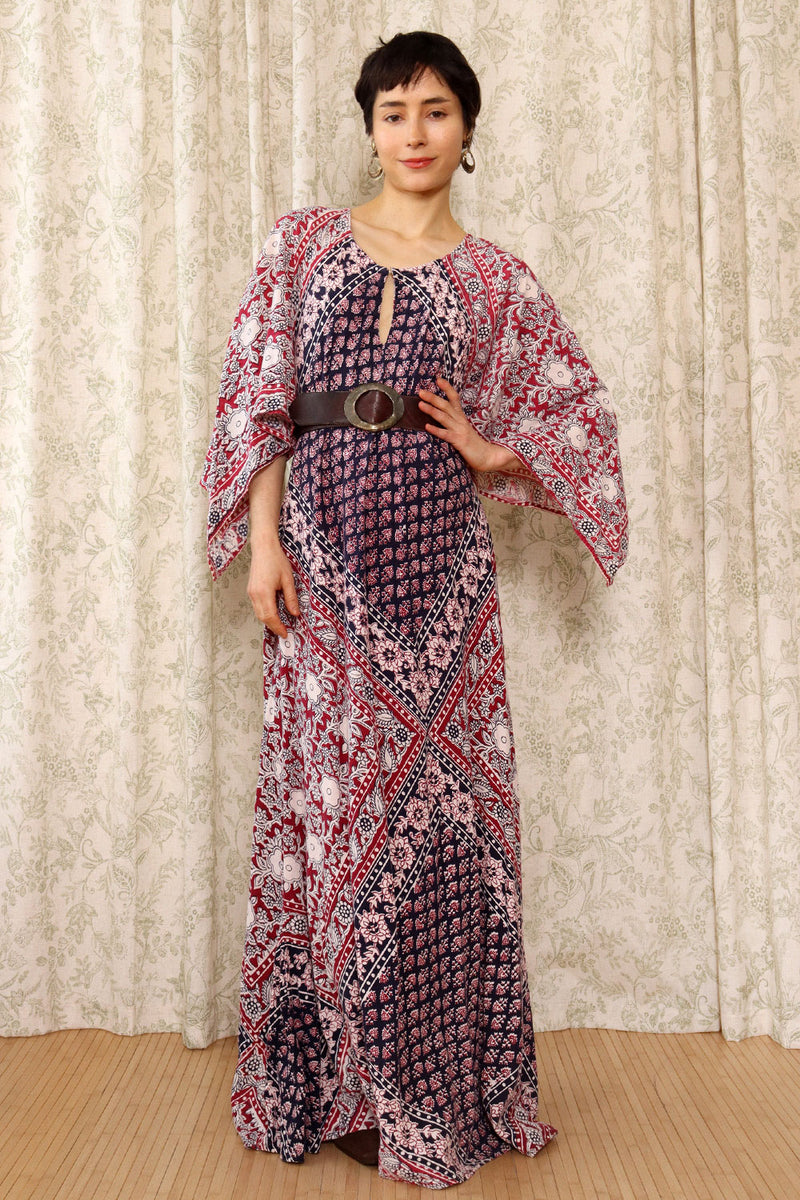 1970s Indian Cotton Full Sweep Maxi S-L