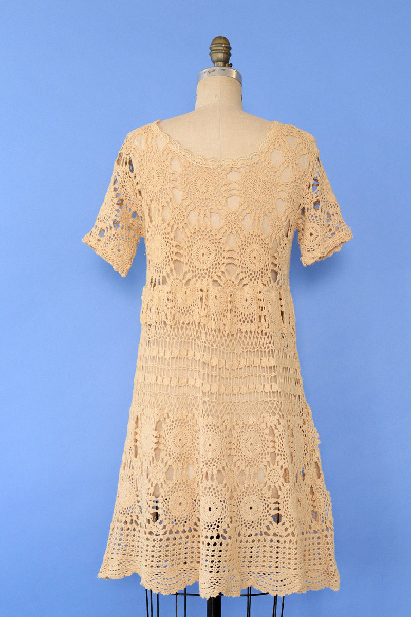 Natural Radial Crochet Mini Dress XS-M