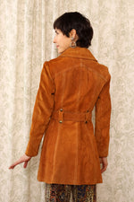 Cognac Suede Zip and Buckle Trench XS