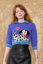 Periwinkle Puppy Crop Sweater XS