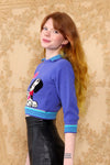 Periwinkle Puppy Crop Sweater XS