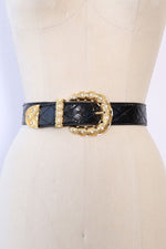 Onyx Rhinestone Buckle Belt 25-29"