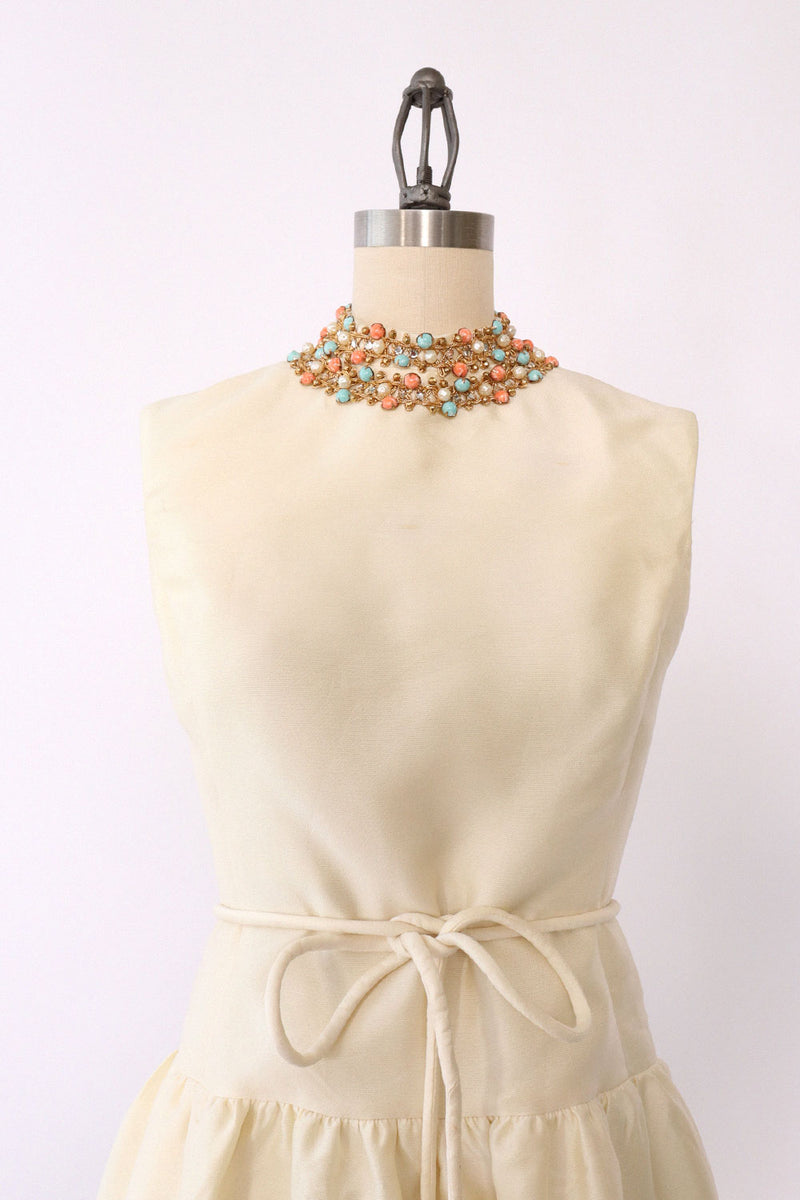 Jeunesse Ivory Bejeweled Drop Waist Dress XS/S