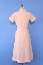 Petal Pink Seersucker Day Dress S