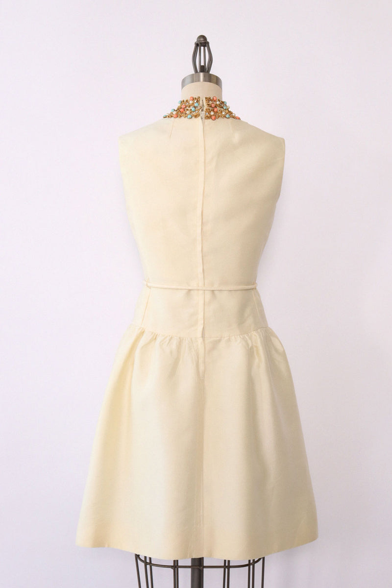 Jeunesse Ivory Bejeweled Drop Waist Dress XS/S OMNIA Jeunesse Ivory Bejeweled Drop Waist Dress XS/S OMNIA