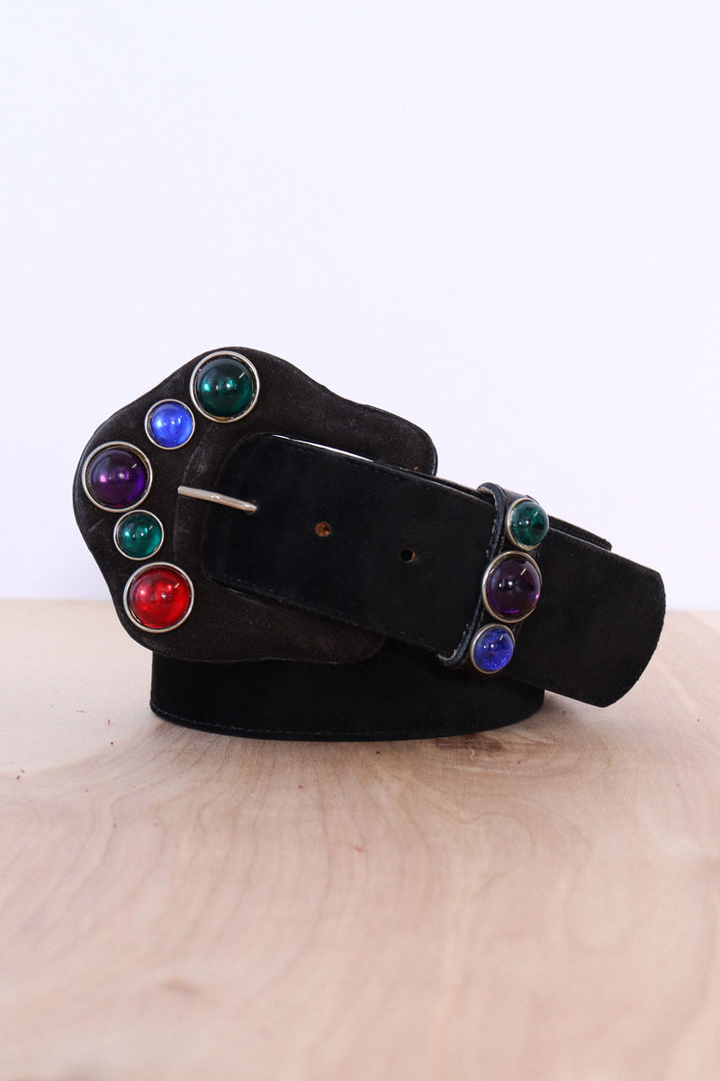 Bejeweled Suede Belt 27-31"