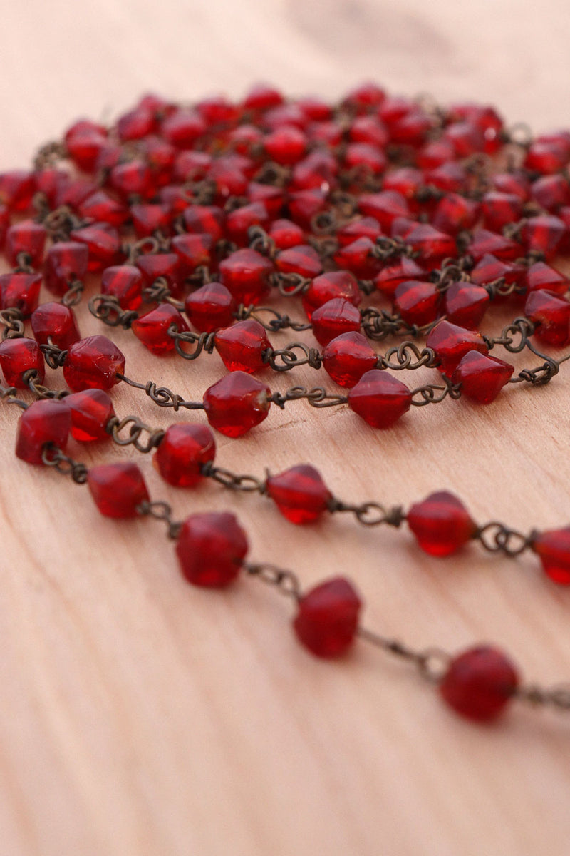 Blood Red Beaded Necklace
