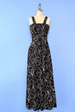 Monochrome Minimal Floral Maxi Dress XS-M