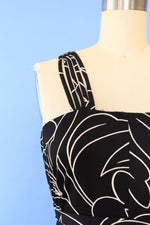 Monochrome Minimal Floral Maxi Dress XS-M
