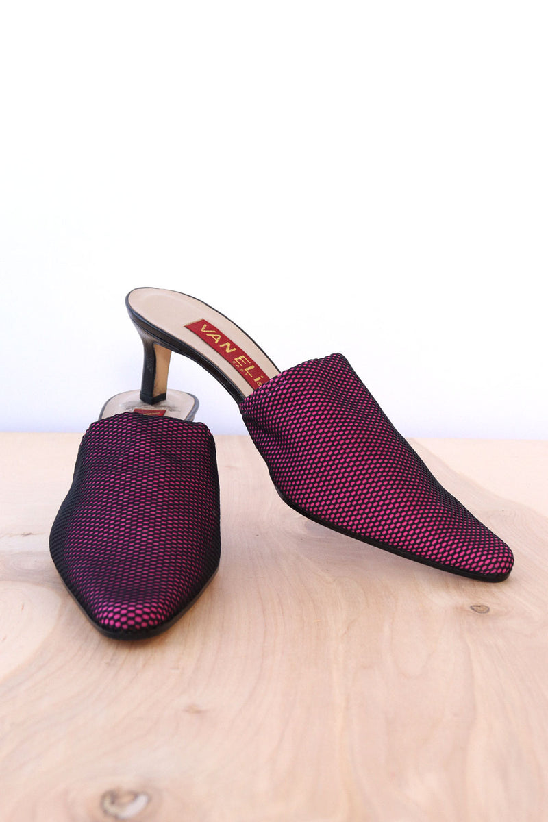 Hot Pink Mesh Punk Mules 9-10