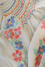Cross Stitch Floral Peasant Blouse M