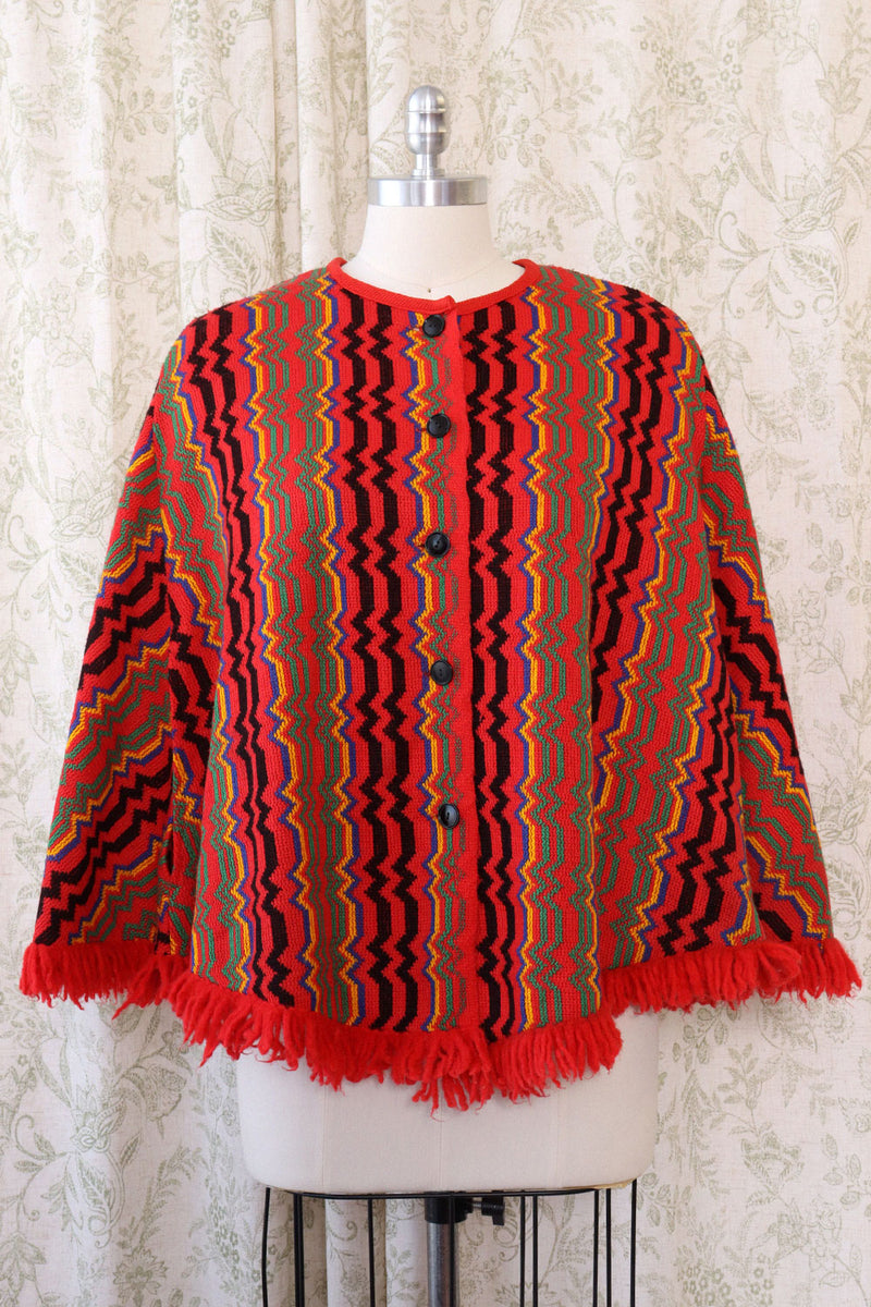 Zigzag Ruby Poncho S-L