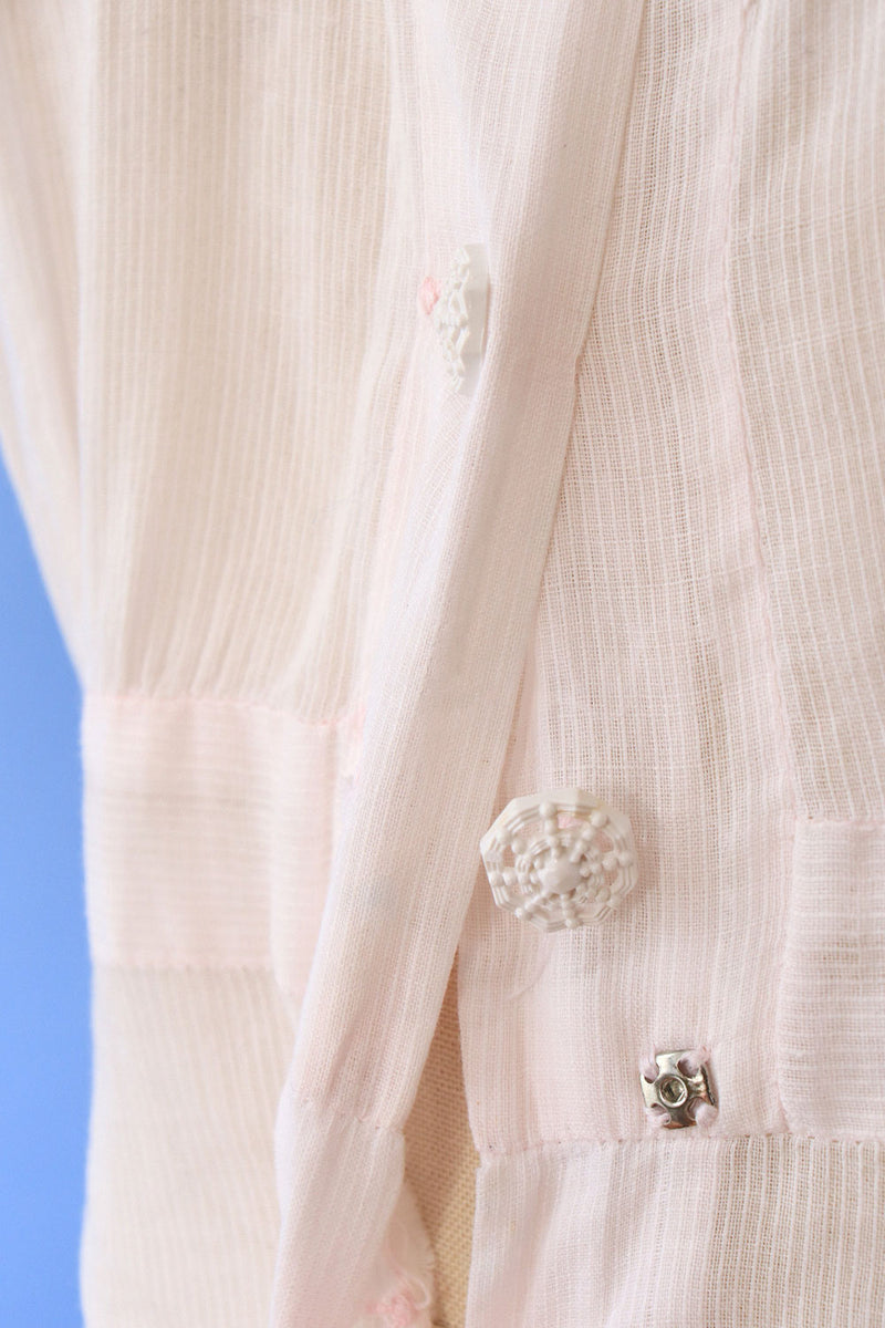 1940s Softest Pink Sheer Dress XS