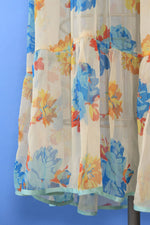 1930s Floral Chiffon Tea Dress XS