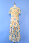 1930s Floral Chiffon Tea Dress XS