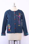 Funky Applique Denim Jacket M