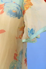 1930s Floral Chiffon Tea Dress XS