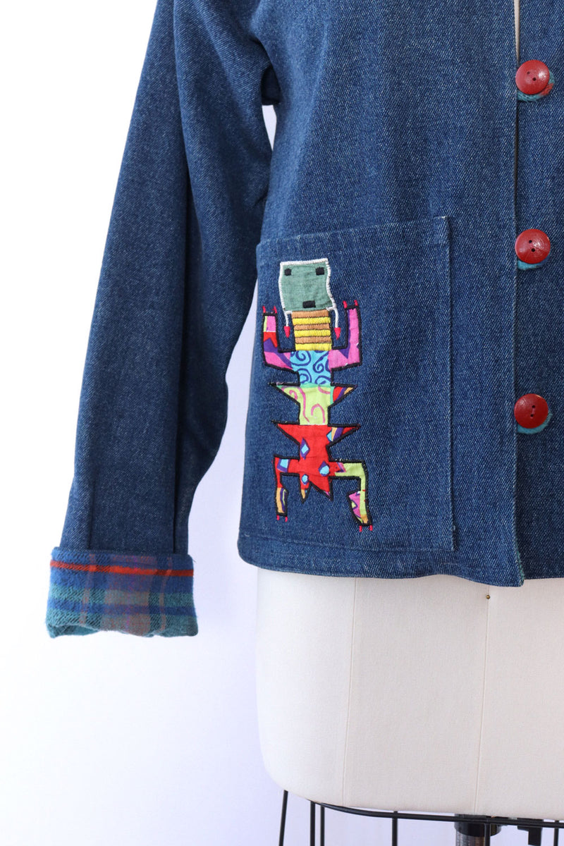 Funky Applique Denim Jacket M
