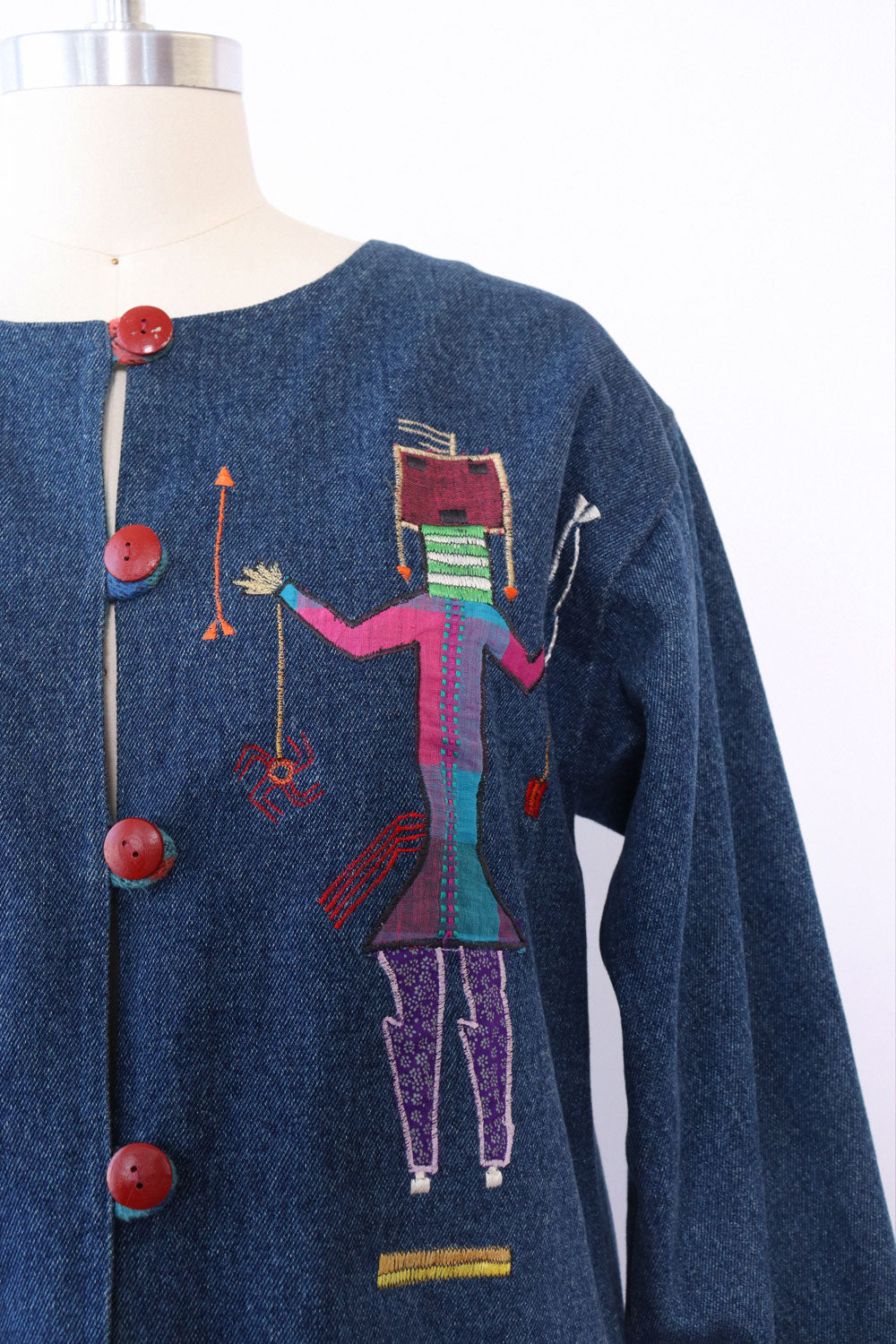 Funky Applique Denim Jacket M
