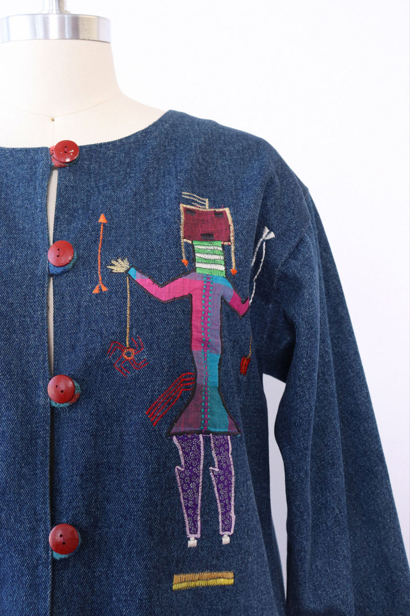 Funky Applique Denim Jacket M