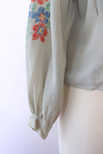 Cross Stitch Floral Peasant Blouse M