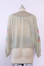 Cross Stitch Floral Peasant Blouse M