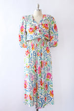 Bright Silk Floral Dress XS-M