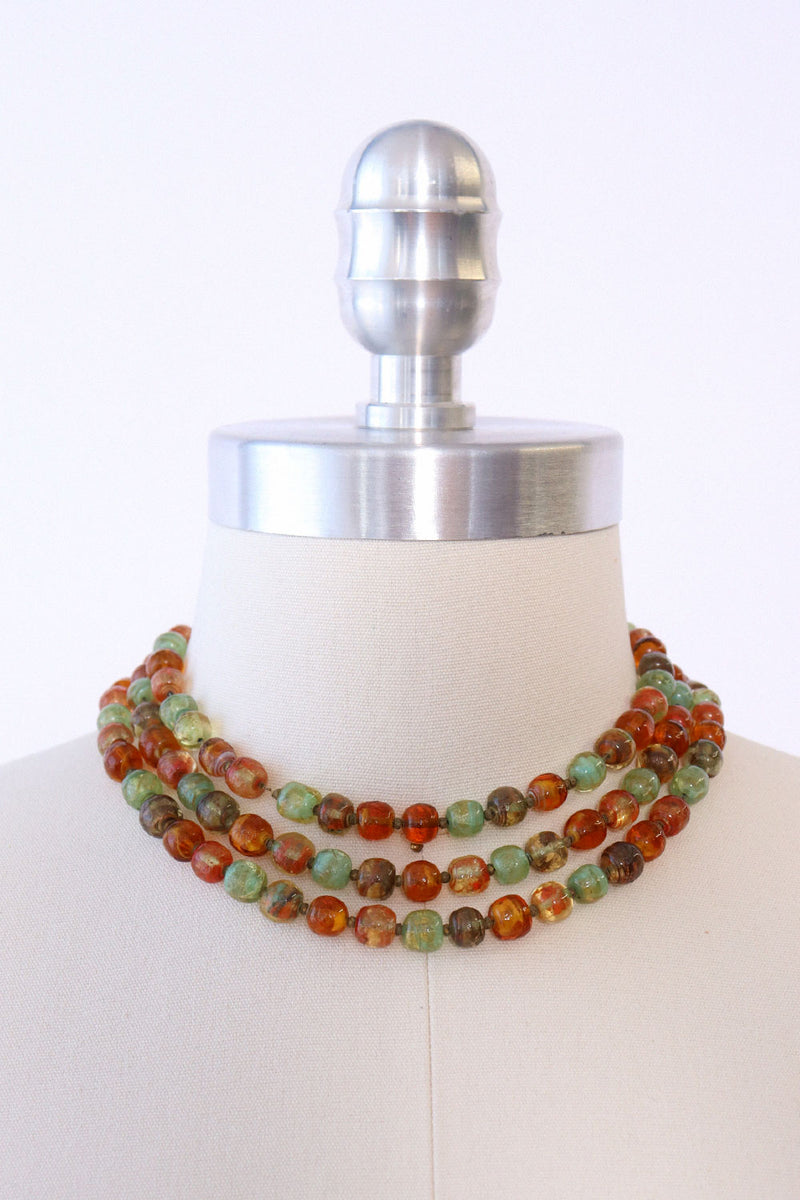 Earthy Glass Bead Cascade Necklace