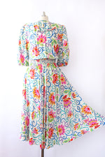 Bright Silk Floral Dress XS-M