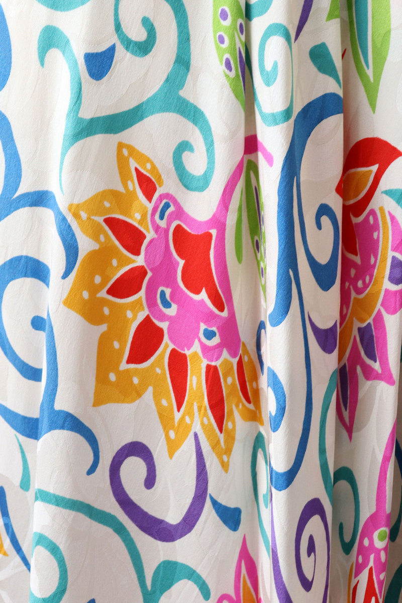 Bright Silk Floral Dress XS-M