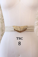 Ivory Leather Wavy Cinch Belt
