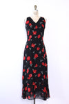 Bias Cut Black Rose Maxi M