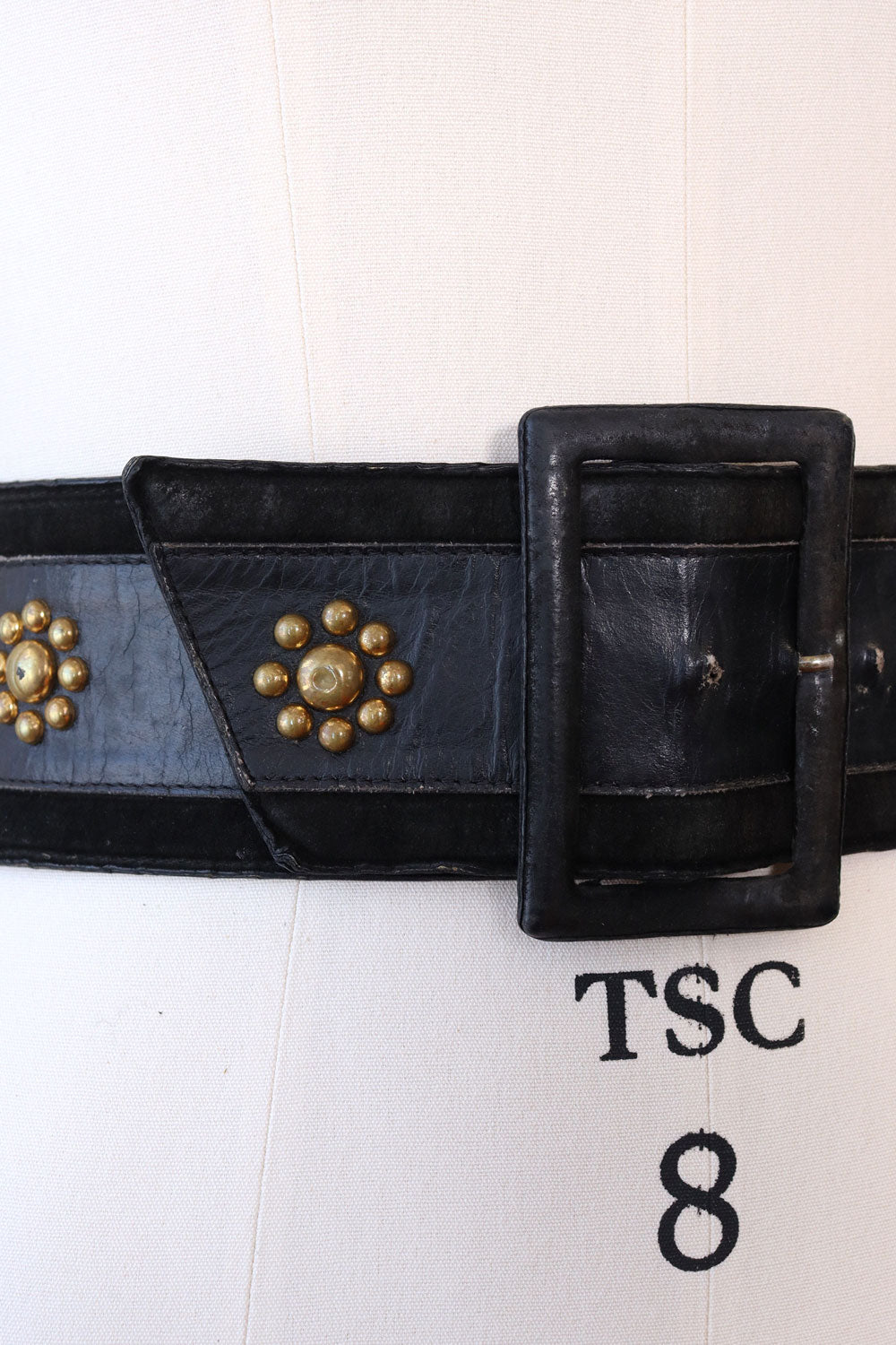 1970s YSL Studded Leather Wide Belt