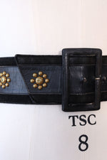 1970s YSL Studded Leather Wide Belt