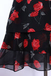 Bias Cut Black Rose Maxi M